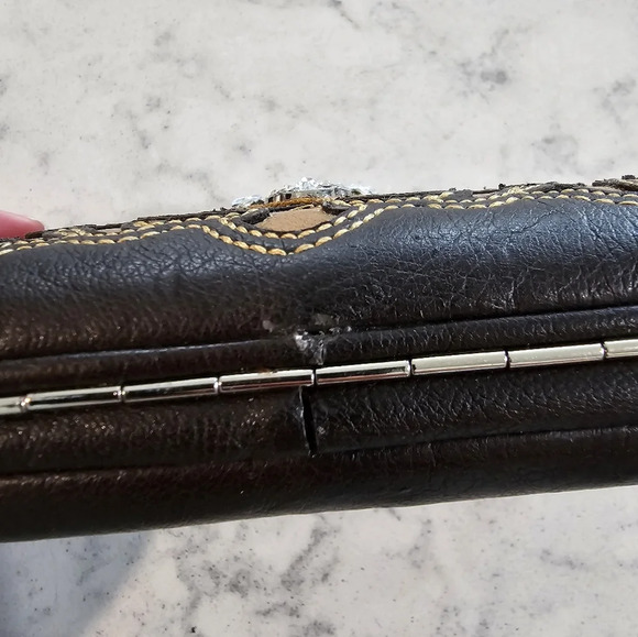 Montana West Brown Rhinestone Embelished Ladies Wallet - Picture 6 of 8